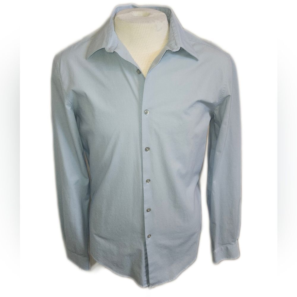 Van Heusen Flex Flex3 Slim Fit Light Blue Button Down Dress Shirt 15-15.5, 34/35
